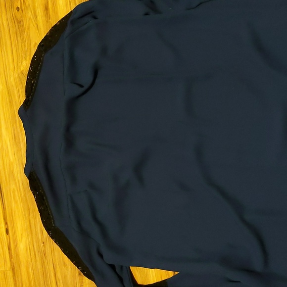 The Kooples Chiffon Blouse with Black Lace Sleeve - Picture 8 of 8